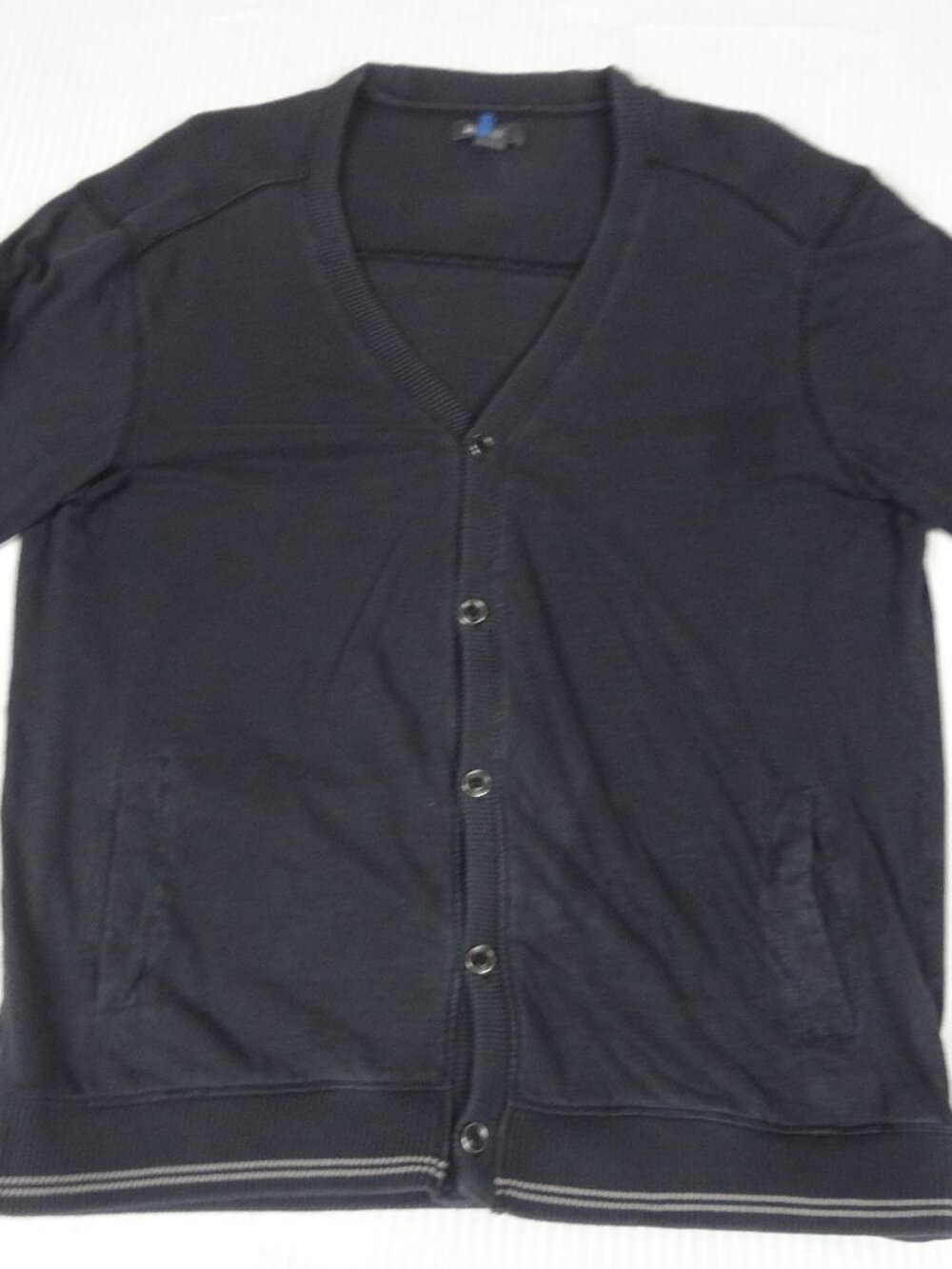 KENNETH COLE REACTION BUTTON DOWN SWEATER DARK BLUE MENS XL SHIRT M42